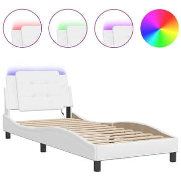 Vidaxl Posteljni okvir z LED brez vzmetnice Zadar bel 100x200 cm