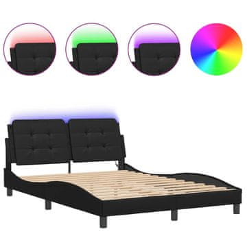 Vidaxl Posteljni okvir z LED brez vzmetnice Zadar črn 120x200 cm