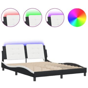 Vidaxl Posteljni okvir z LED brez vzmetnice Zadar črno bel 160x200 cm