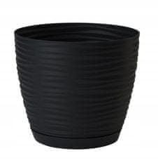 shumee Črn plastični cvetlični lonček s krožnikom 10,7 x 10 cm