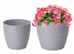 shumee Cvetlični lonček s krožnikom platinast 26,5 x 24,5 cm plastični