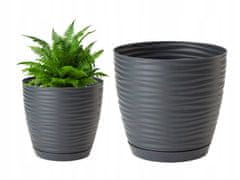 shumee Cvetlični lonček s krožnikom, antracit, 14,7 x 13,6 cm, plastika