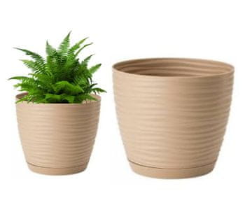 shumee Plastični cvetlični lonček s krožnikom za cafe latte 10,7 x 10 cm