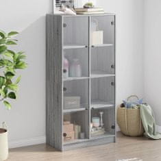 shumee Visoka omara z vrati siva sonoma 68x37x142 cm inženirski les