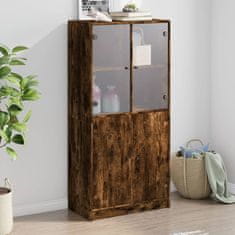 shumee Visoka omara z vrati dimljeni hrast 68x37x142 cm inženirski les