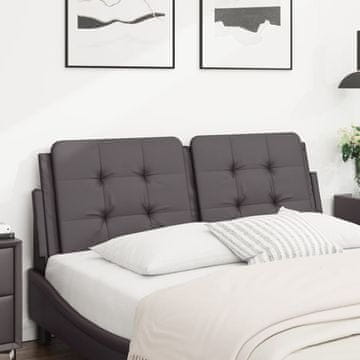 Vidaxl vidaXL Blazina za vzglavje, siva, 140 cm, umetno usnje
