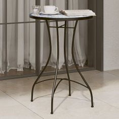 shumee Bistro mizica z mozaikom modra in bela Ø50x70 cm keramika