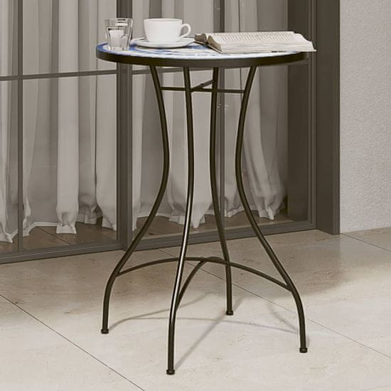 shumee Bistro mizica z mozaikom modra in bela Ø50x70 cm keramika