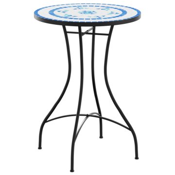 Vidaxl Bistro mizica z mozaikom modra in bela Ø50x70 cm keramika