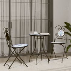 Vidaxl Bistro mizica z mozaikom modra in bela Ø50x70 cm keramika