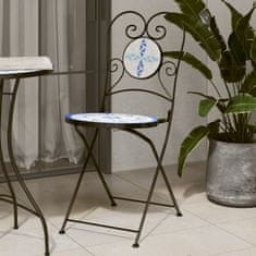 shumee Bistro stoli zložljivi 2 kosa bela in modra keramika