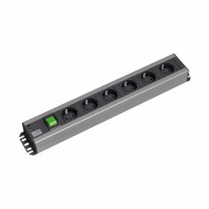 Bachmann razdelilec rack 6x220V PVC 90° s stikalom 2m črno/siv 300.003