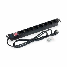 Triton razdelilec 8x220V rack ALU + stikalo črn