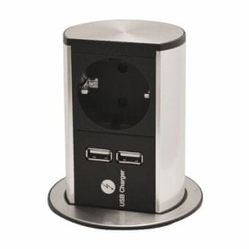 Bachmann ELEVATOR potopni stebriček 1x240V, 2x USB 928.020
