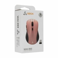 S-box miška brezžična USB WM-993 roza
