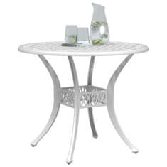 Vidaxl Vrtna miza bela Ø90x75 cm liti aluminij