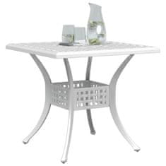 Vidaxl Vrtna miza bela 80x80x75 cm liti aluminij