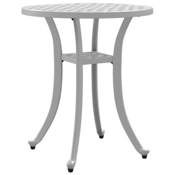 Vidaxl Vrtna miza bela Ø48x53 cm liti aluminij