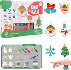 Netscroll Komplet za slikanje s kristali in izdelovanje obeskov, ustvarjalni komplet za otroke, 6x obeski, 6x barve, diamanti, ArtCraft -Božični Motivi