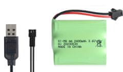 YUNIQUE GREEN-CLEAN Polnilna Ni-MH AA baterija 3,6 V 2400 mAh s kablom USB in priključkom SM 2P - idealna za daljinsko vodene igrače, razsvetljavo, električno orodje