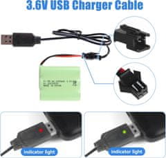 YUNIQUE GREEN-CLEAN Polnilna Ni-MH AA baterija 3,6 V 2400 mAh s kablom USB in priključkom SM 2P - idealna za daljinsko vodene igrače, razsvetljavo, električno orodje