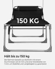 VASAGLE Črni zložljivi ležalnik z nadstreškom 150 kg GCB192B01