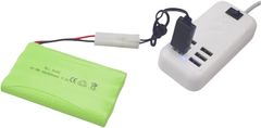 YUNIQUE GREEN-CLEAN Polnilna baterija AA 9,6 V 2000 mAh s priključkom Tamiya in polnilnim kablom USB - idealna za avtomobile, tovornjake, rezervoarje in RC čolne - 100x57x15 mm - 100 g