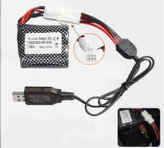 YUNIQUE GREEN-CLEAN Komplet 2 polnilnih litij-ionskih baterij 9,6 V 800 mAh 20C s priključkom EL-6P in USB polnilcem - združljiv z RC avtomobili, tovornjaki za terensko vožnjo in skakalci
