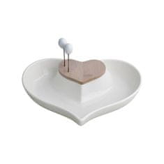 Brandani Bel servirni krožnik oblika srce 29x24xh5cm + 2kos nabodali
