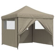 Vidaxl Zložljivi pop-up šotor za zabave 4 stranice taupe