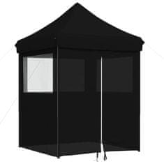 Vidaxl Zložljivi pop-up šotor za zabave 4 stranice črna