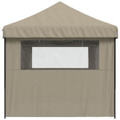 Vidaxl Zložljivi pop-up šotor za zabave 3 stranice taupe