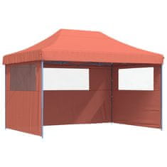 Vidaxl Zložljivi pop-up šotor za zabave 3 stranice terakota
