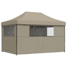 Vidaxl Zložljivi pop-up šotor za zabave 4 stranice taupe