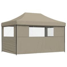 Vidaxl Zložljivi pop-up šotor za zabave 3 stranice taupe
