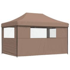 Vidaxl Zložljivi pop-up šotor za zabave 3 stranice rjav
