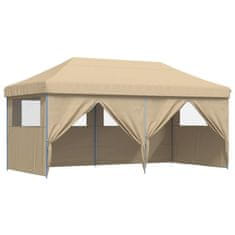 Vidaxl Zložljivi pop-up šotor za zabave 4 stranice bež