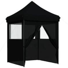 Vidaxl Zložljivi pop-up šotor za zabave 4 stranice črna
