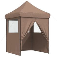 Vidaxl Zložljivi pop-up šotor za zabave 4 stranice rjava