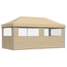 Vidaxl Zložljivi pop-up šotor za zabave 3 stranice bež