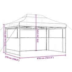 Vidaxl Zložljivi pop-up šotor za zabave 3 stranice črna