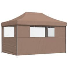 Vidaxl Zložljivi pop-up šotor za zabave 3 stranice rjava