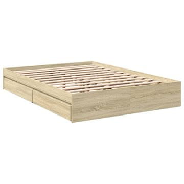 Vidaxl Posteljni okvir s predali sonoma hrast 140x190cm inženirski les