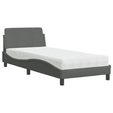 Vidaxl Postelja z vzmetnico Dover temno siva 80x200 cm blago