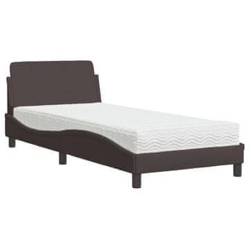 Vidaxl Postelja z vzmetnico Dover temno rjava 80x200 cm blago