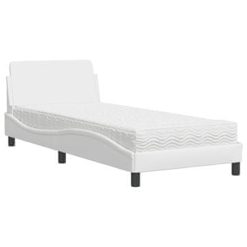 Vidaxl Postelja z vzmetnico Dover bela 90x200 cm umetno usnje