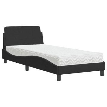 Vidaxl Postelja z vzmetnico Dover črna 80x200 cm žamet