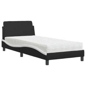 Vidaxl Postelja z vzmetnico Dover črna in bela 80x200 cm umetno usnje