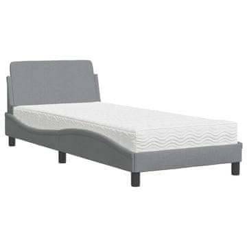 Vidaxl Postelja z vzmetnico Dover svetlo siva 90x200 cm blago