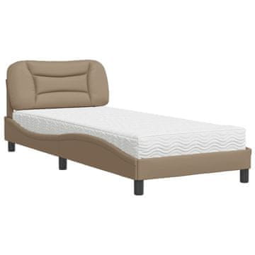 Vidaxl Postelja z vzmetnico Hvar kapučino 80x200 cm umetno usnje